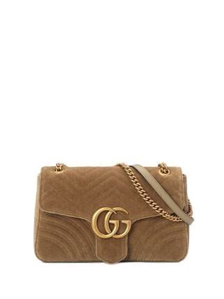 gucci taupe gg marmont velvet medium shoulder bag